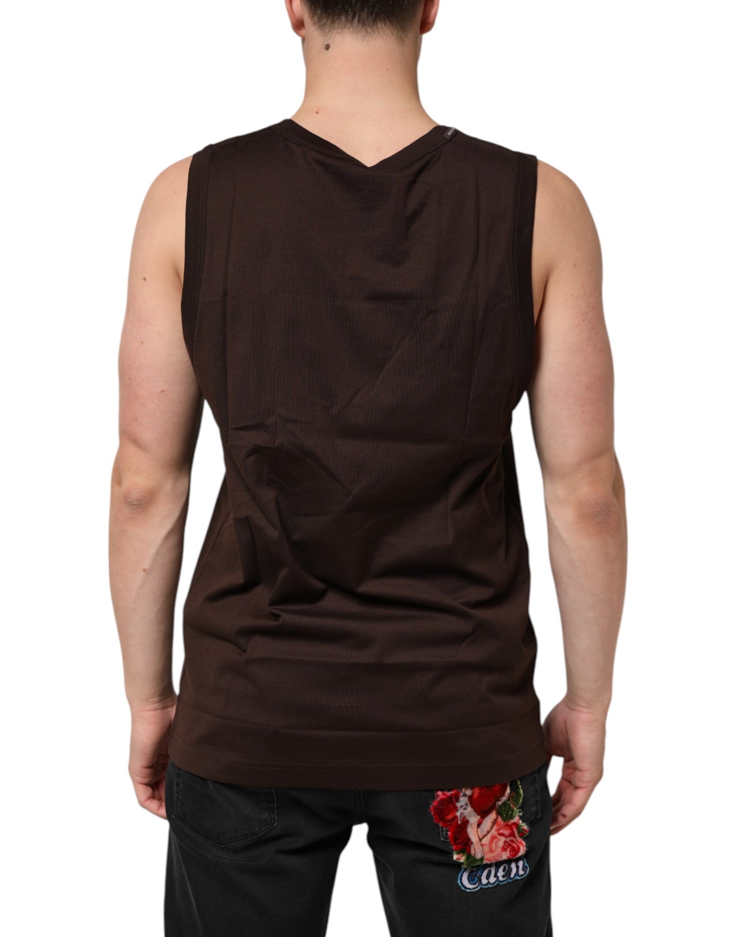 Dolce &amp; Gabbana Braunes ärmelloses Unterwäsche-Tanktop aus Baumwolle für Herren