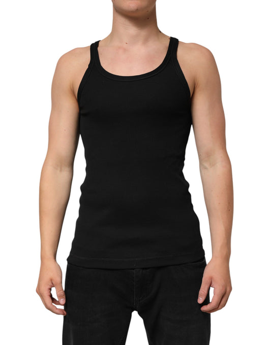 Dolce &amp; Gabbana Schwarzes Tanktop Ärmellose Unterwäsche Herren T-Shirt