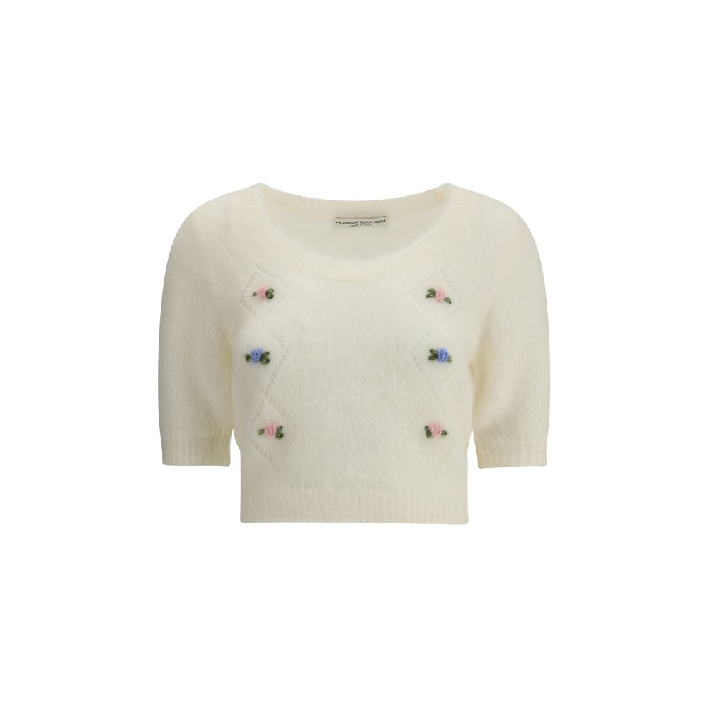 Alessandra Rich Kurzarm-Mohairpullover