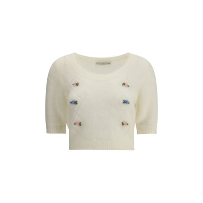 Alessandra Rich Kurzarm-Mohairpullover