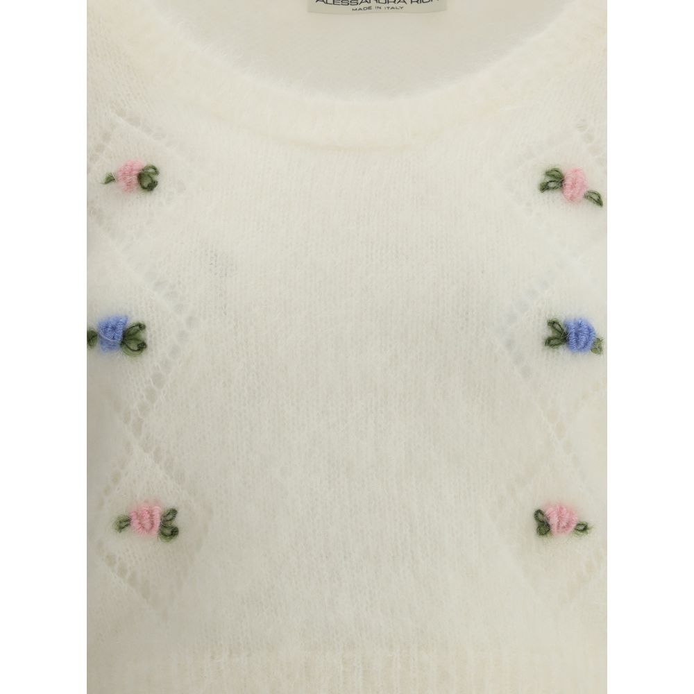 Alessandra Rich Kurzarm-Mohairpullover