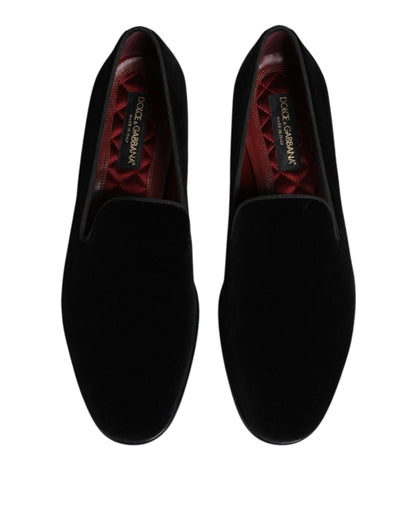 Dolce &amp; Gabbana – Slipper aus schwarzem Samt für Herren, formelle Schuhe