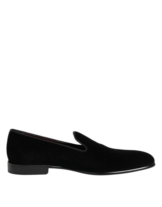 Dolce &amp; Gabbana – Slipper aus schwarzem Samt für Herren, formelle Schuhe