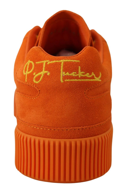 Dolce &amp; Gabbana Orange Leder Pj Tucker Herren Sneakers Schuhe