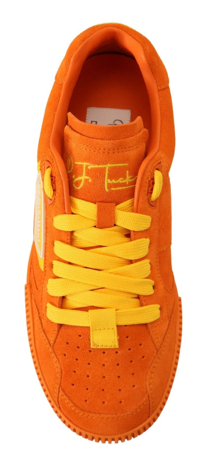 Dolce &amp; Gabbana Orange Leder Pj Tucker Herren Sneakers Schuhe