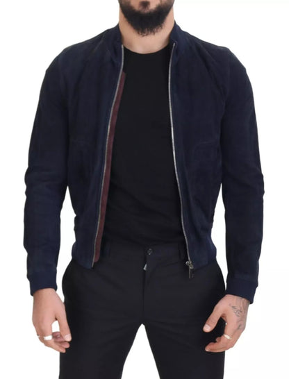 Dunkelblaue Blousonjacke aus Wildleder und Lammleder von Dolce &amp; Gabbana