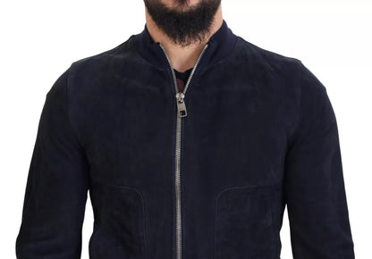 Dunkelblaue Blousonjacke aus Wildleder und Lammleder von Dolce &amp; Gabbana