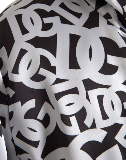 Dolce &amp; Gabbana – Bomberjacke mit Kapuze und durchgehendem Reißverschluss in Weiß und Schwarz mit Logo