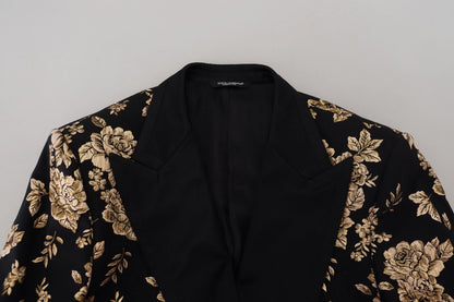 Dolce &amp; Gabbana – Blazer mit Blumenstickerei in Gold und Schwarz