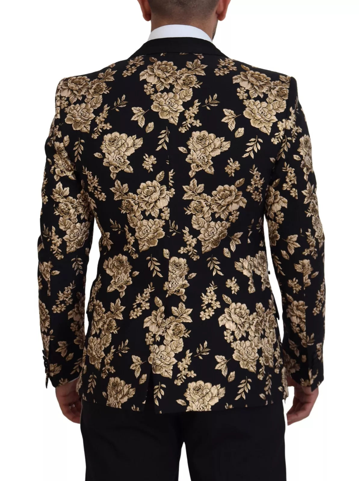 Dolce &amp; Gabbana – Blazer mit Blumenstickerei in Gold und Schwarz