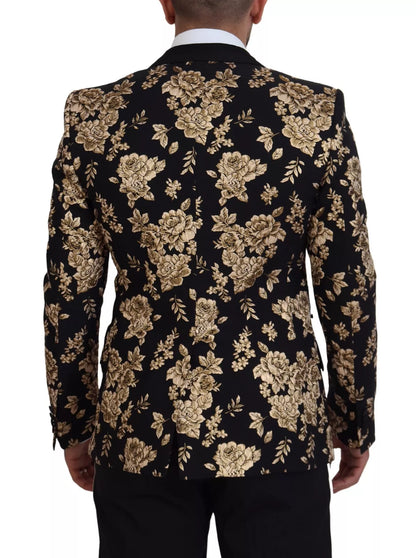 Dolce &amp; Gabbana – Blazer mit Blumenstickerei in Gold und Schwarz