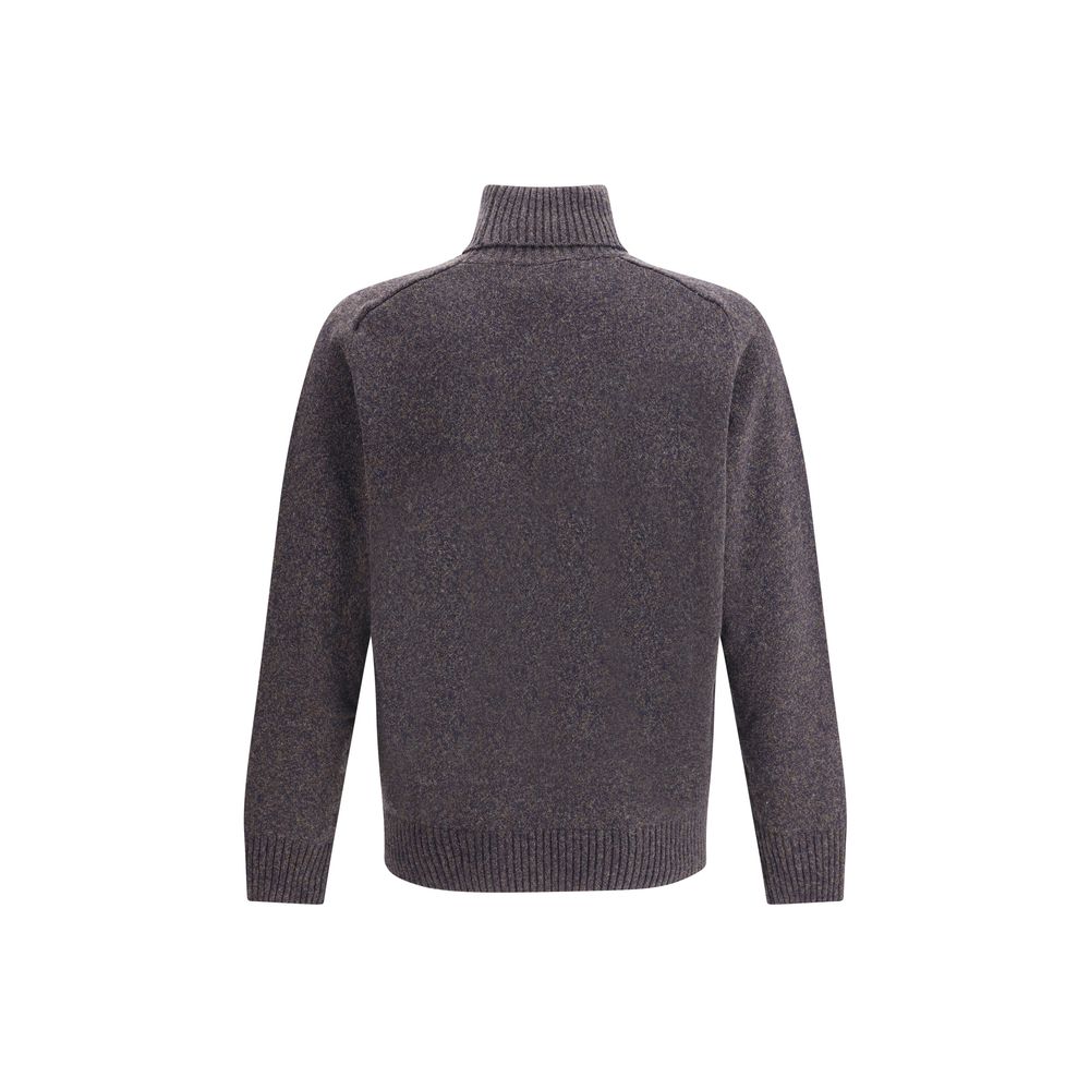 Brooksfield Mehrfarbiger Fleece-Woll-Rollkragenpullover