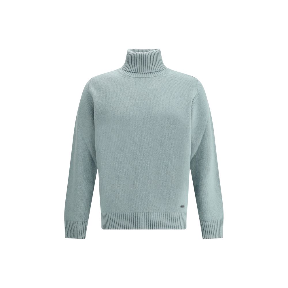 Brooksfield Grüner Fleece-Rollkragenpullover aus Wolle