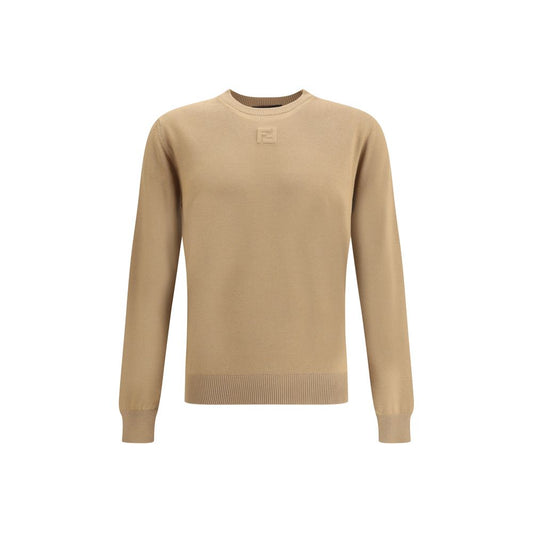 Fendi Beigefarbenes Fleece-Woll-Sweatshirt