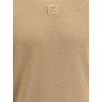 Fendi Beigefarbenes Fleece-Woll-Sweatshirt