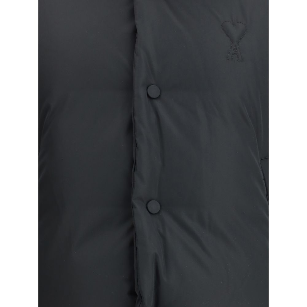 Ami Paris Schwarze, durchgehende Jacke aus Polyamid