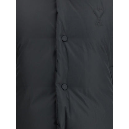 Ami Paris Schwarze, durchgehende Jacke aus Polyamid