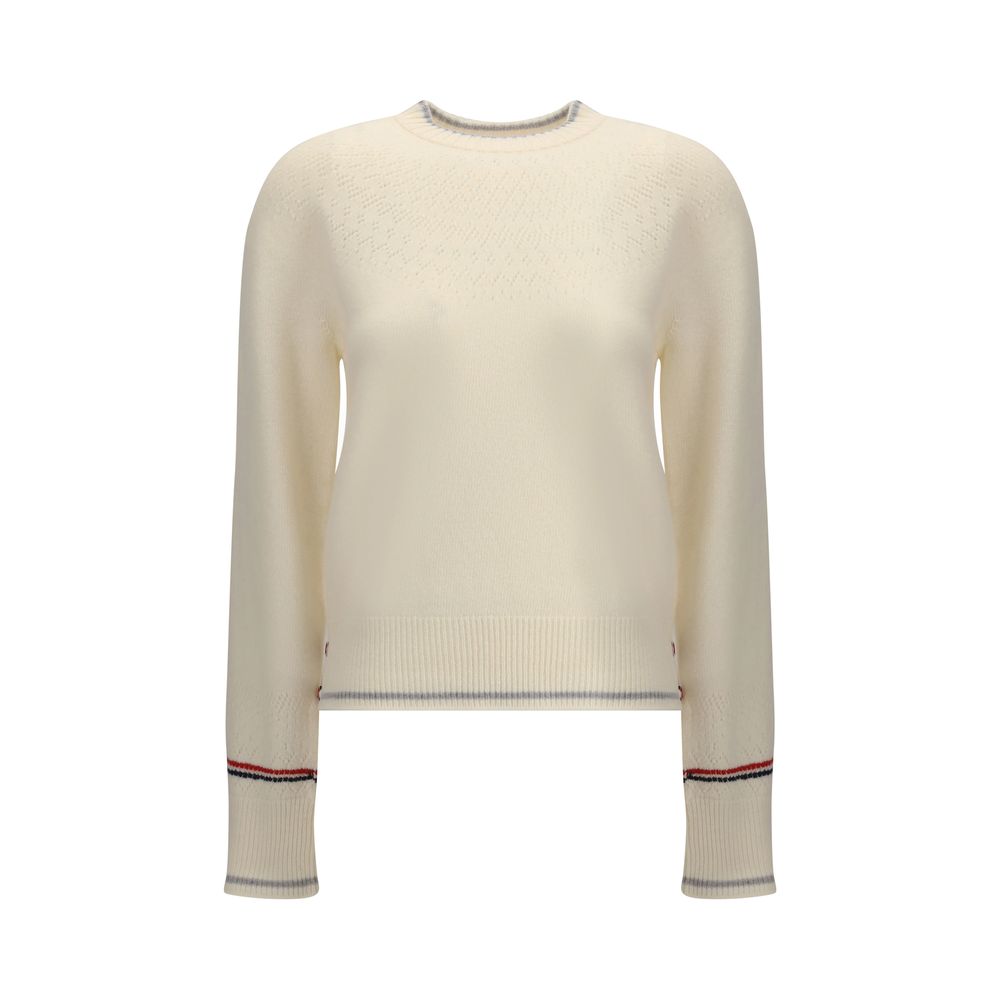 Thom Browne Weißes Sweatshirt aus Fleece-Wolle