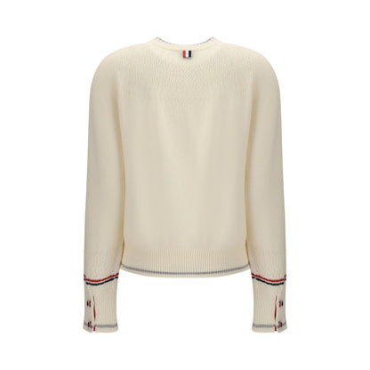 Thom Browne Weißes Sweatshirt aus Fleece-Wolle