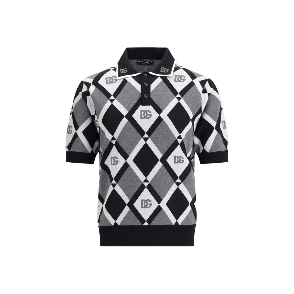 Dolce &amp; Gabbana Poloshirt aus mehrfarbigem Fleece-Wollgemisch