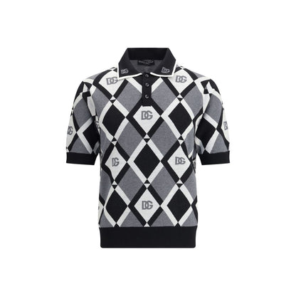 Dolce &amp; Gabbana Poloshirt aus mehrfarbigem Fleece-Wollgemisch