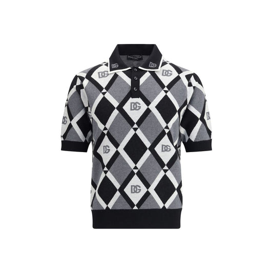 Dolce &amp; Gabbana Poloshirt aus mehrfarbigem Fleece-Wollgemisch
