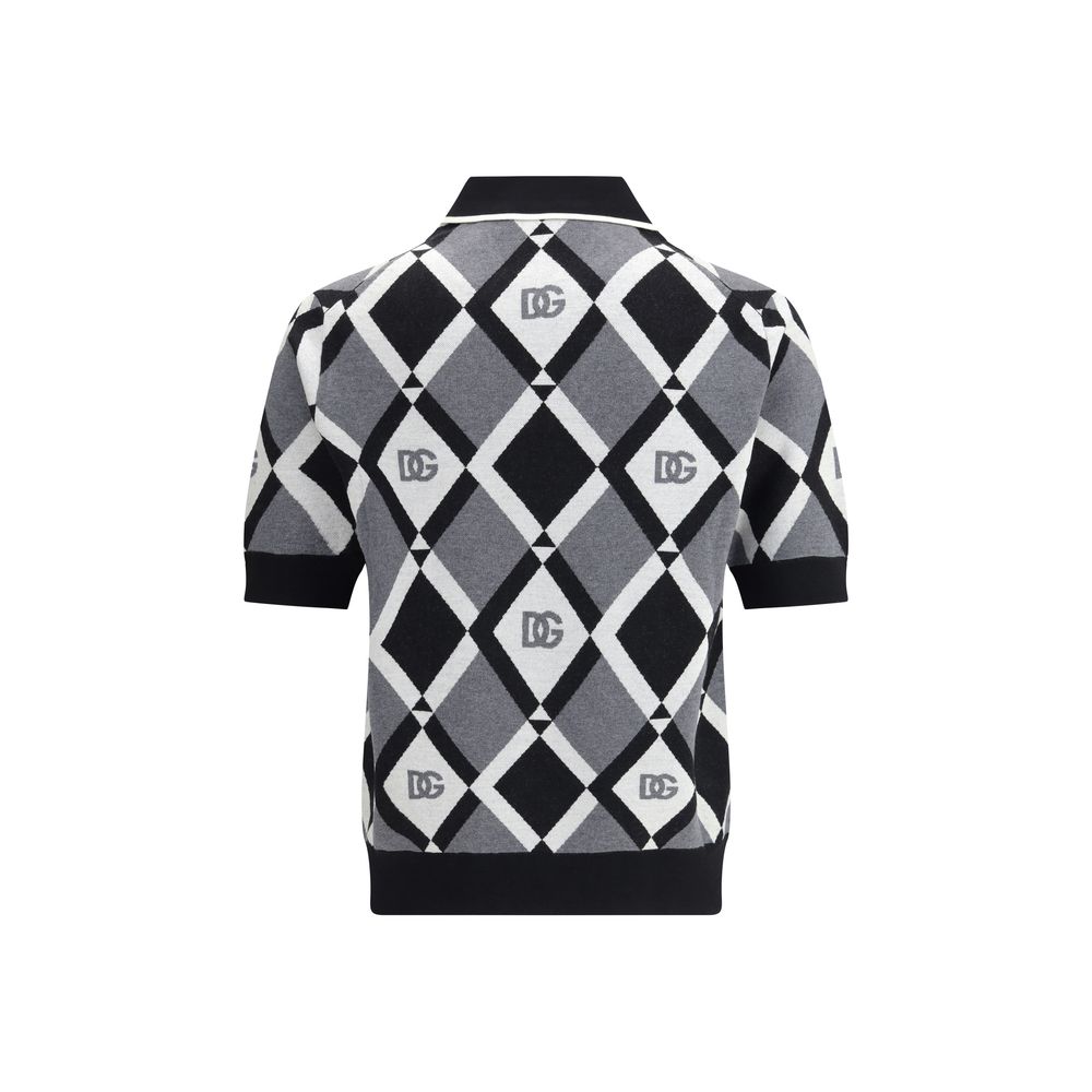 Dolce &amp; Gabbana Poloshirt aus mehrfarbigem Fleece-Wollgemisch