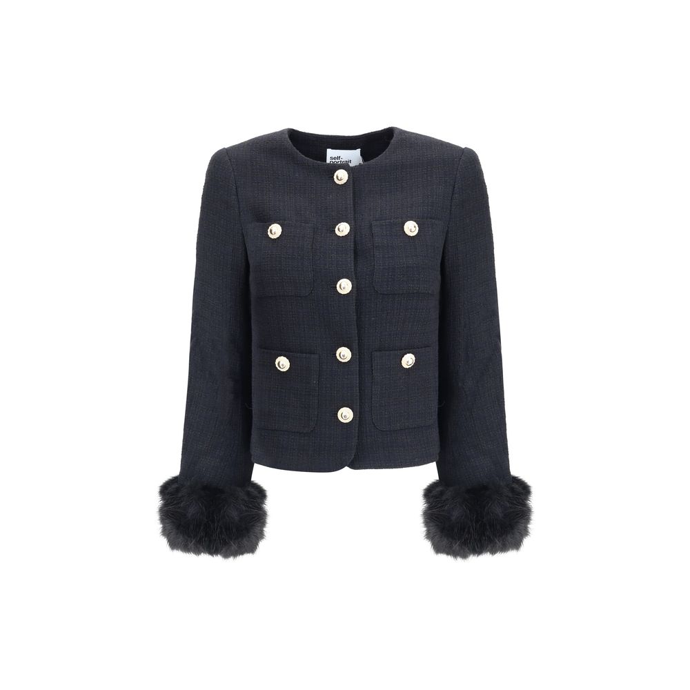 Self-Portrait Jacke mit Pelzmanschetten