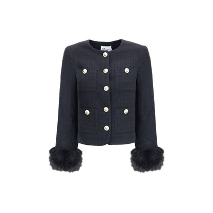 Self-Portrait Jacke mit Pelzmanschetten