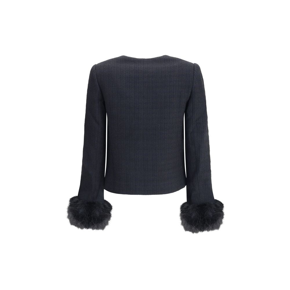 Self-Portrait Jacke mit Pelzmanschetten