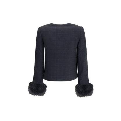 Self-Portrait Jacke mit Pelzmanschetten