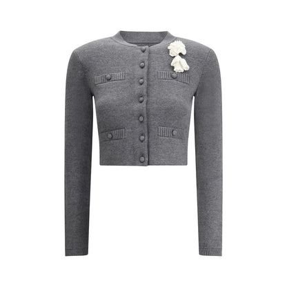 Graue Baumwoll-Strickjacke von Self-Portrait