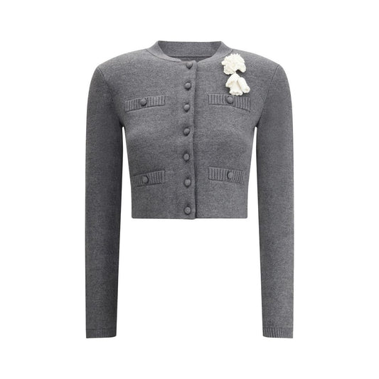 Self-Portrait Gray Cotton Cardigan