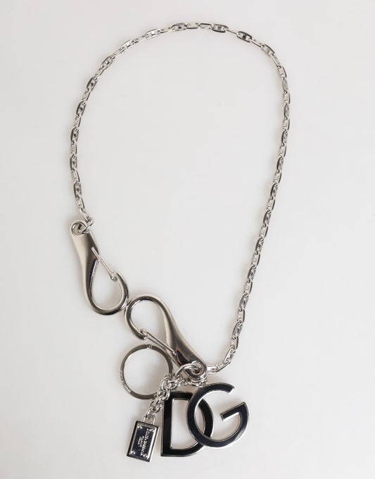 Dolce &amp; Gabbana Silberner Schlüsselanhänger mit DG-Logo, Taschenanhänger
