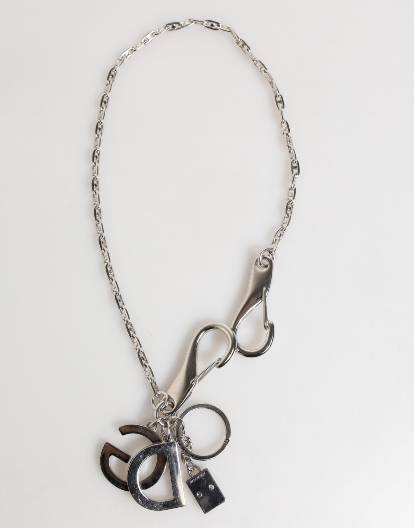 Dolce &amp; Gabbana Silberner Schlüsselanhänger mit DG-Logo, Taschenanhänger