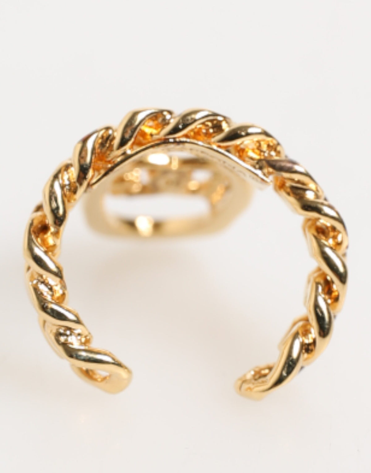 Dolce &amp; Gabbana – Verstellbarer Ring mit ovaler DG-Logokette aus goldfarbenem Messing