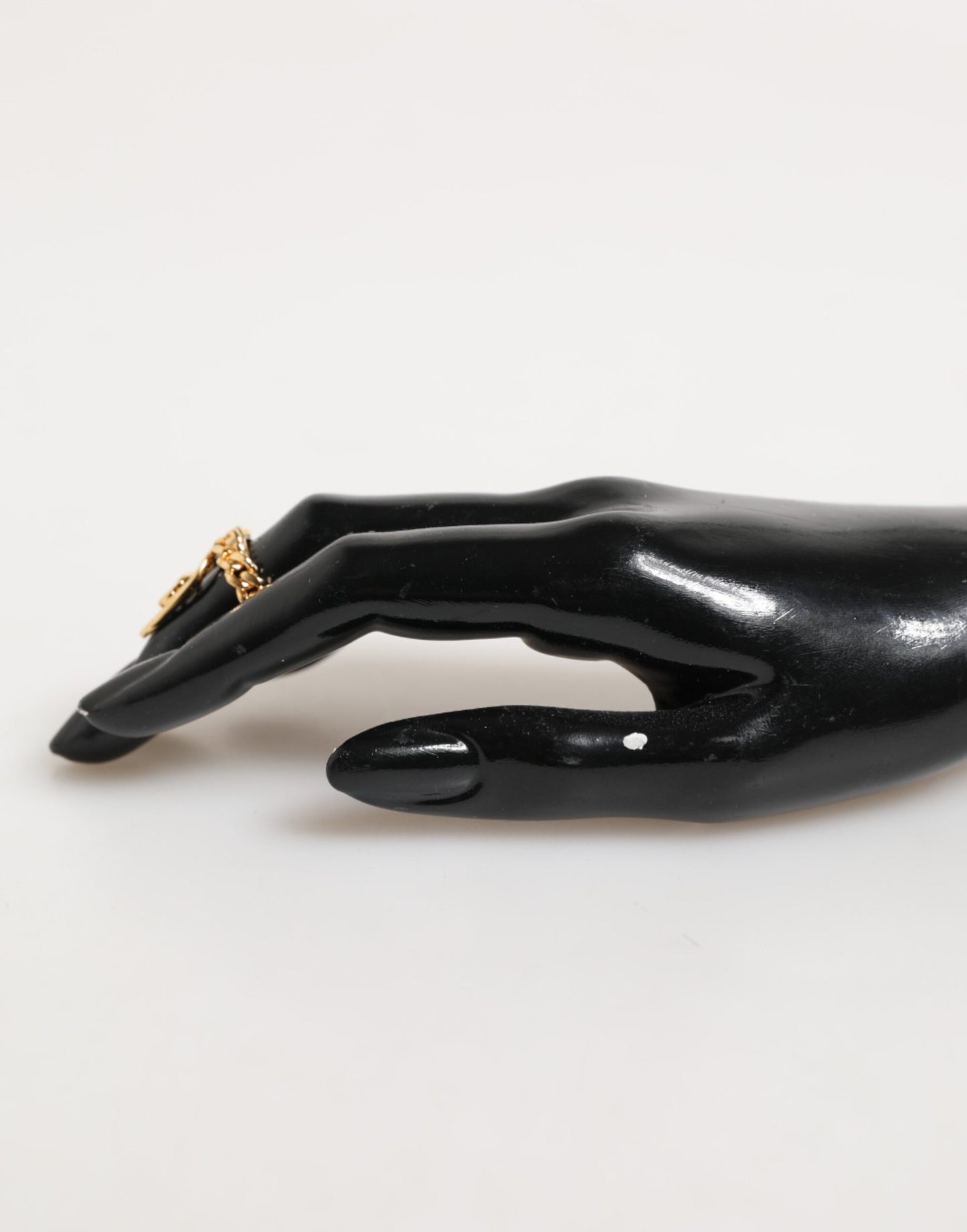 Dolce &amp; Gabbana – Verstellbarer Ring mit ovaler DG-Logokette aus goldfarbenem Messing