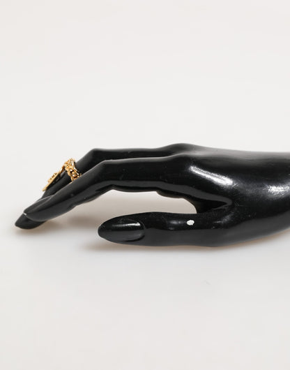 Dolce &amp; Gabbana – Verstellbarer Ring mit ovaler DG-Logokette aus goldfarbenem Messing