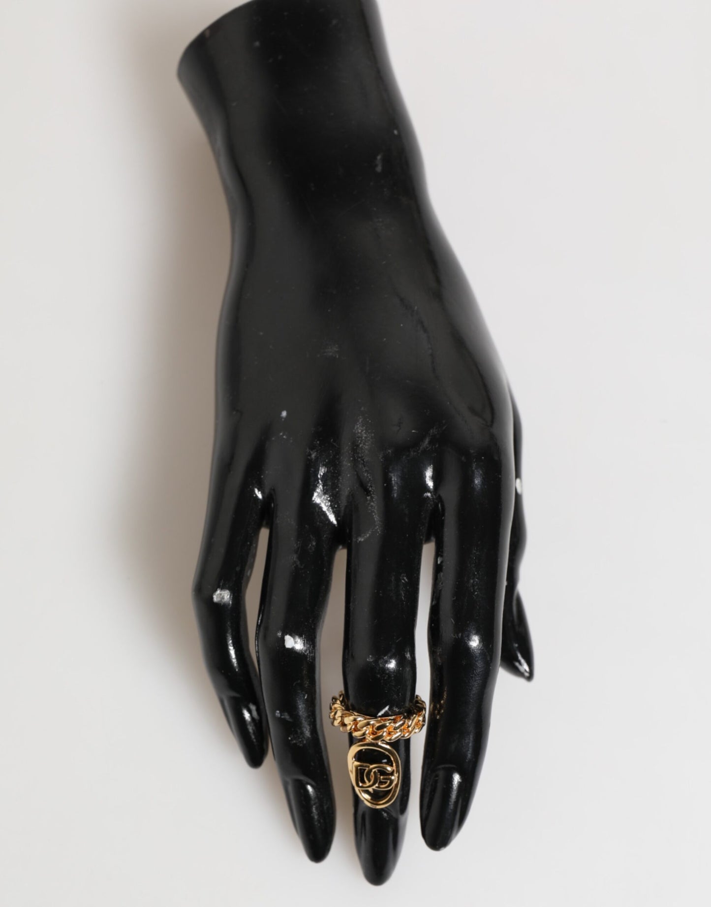 Dolce &amp; Gabbana – Verstellbarer Ring mit ovaler DG-Logokette aus goldfarbenem Messing