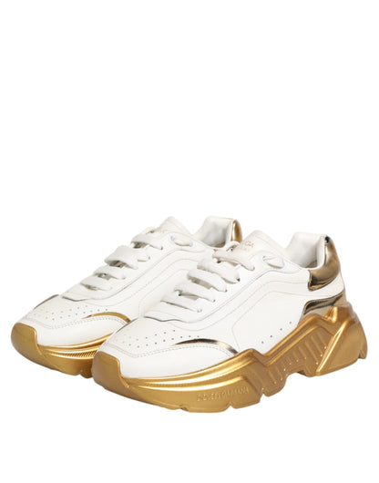 Dolce &amp; Gabbana Weißgold DAYMASTER Leder Sneakers Damenschuhe