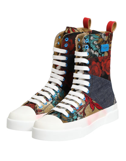 Dolce &amp; Gabbana Mehrfarbige Patchwork High Top Sneakers Schuhe