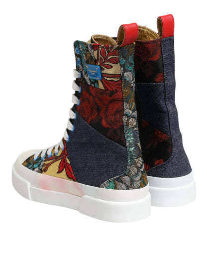 Dolce &amp; Gabbana Mehrfarbige Patchwork High Top Sneakers Schuhe