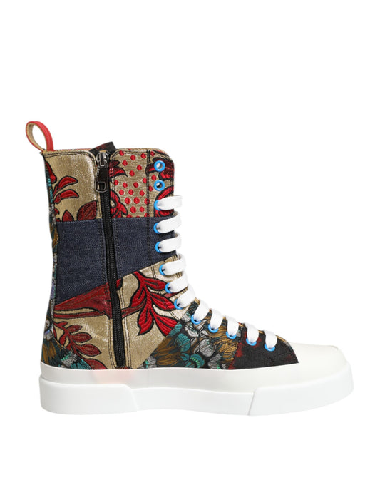 Dolce &amp; Gabbana Mehrfarbige Patchwork High Top Sneakers Schuhe