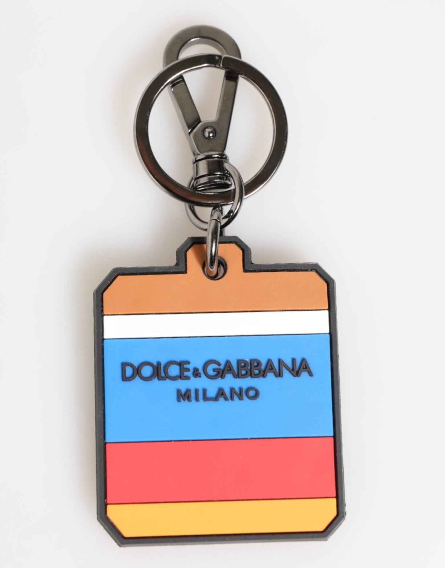 Dolce &amp; Gabbana Multicolor DG Rubber Logo Silber Herren Schlüsselanhänger