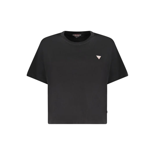 Guess Jeans Schwarzes Baumwoll-T-Shirt für Damen