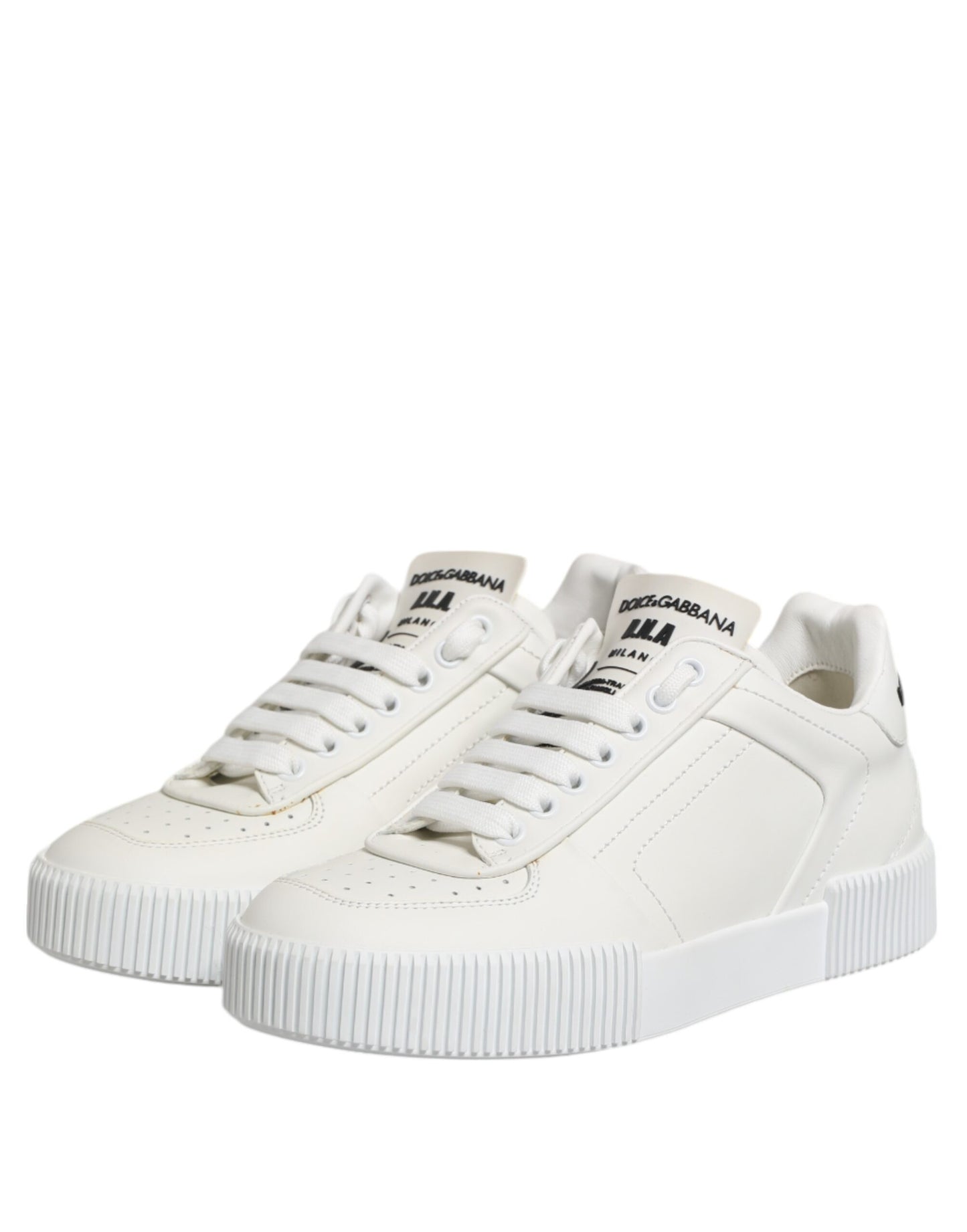 Dolce &amp; Gabbana Weiße Miami Leder Low Top Sneakers Schuhe