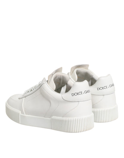 Dolce &amp; Gabbana Weiße Miami Leder Low Top Sneakers Schuhe