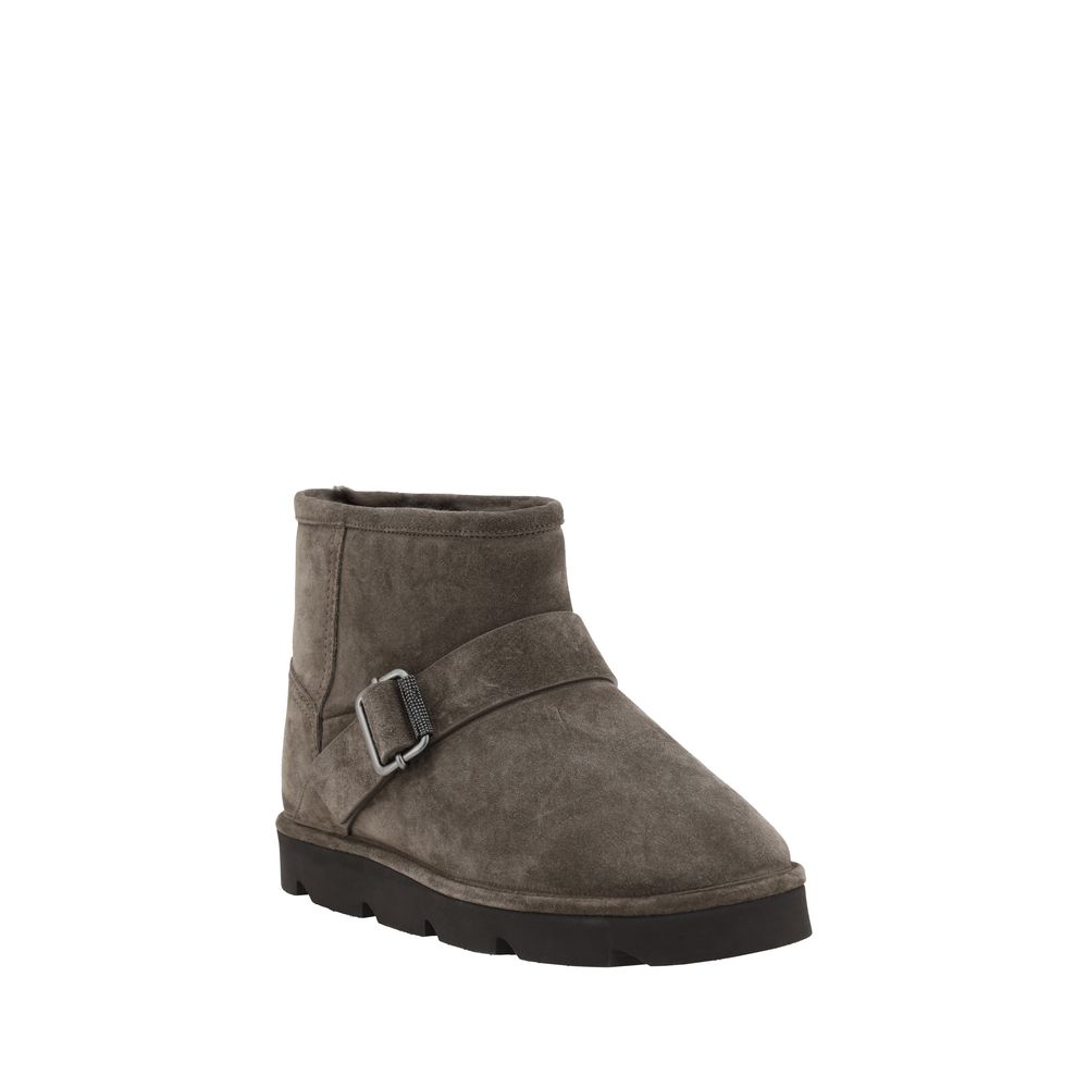 Brunello Cucinelli Braune Kalbsleder-Stiefeletten Modell Bos Taurus
