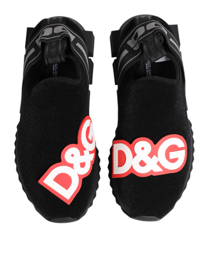 Dolce & Gabbana Black Grey Slip On Sorrento Sneakers Shoes
