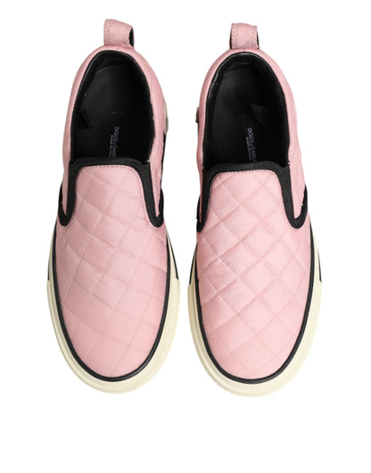 Dolce & Gabbana Pink Quilted Nylon Slip-On Sneaker Shoes